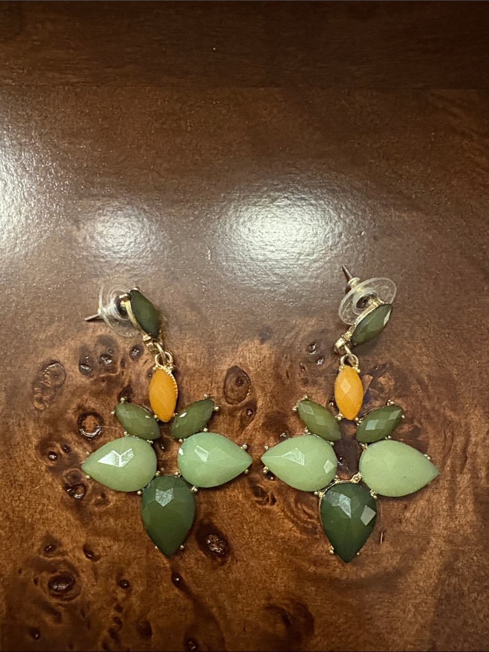 Green and Yellow Statement Drop Earrings - Women Jewelry